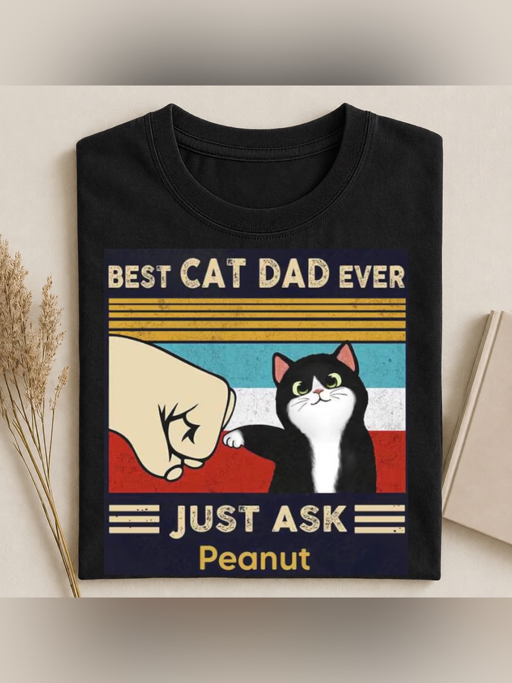 Gildan Best Cat Dad Ever Tee, Personalized Cat Dad Shirt, Gift For Cat Dad Papa